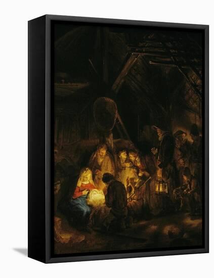Adoration of the Shepherds, 1646-Rembrandt van Rijn-Framed Stretched Canvas