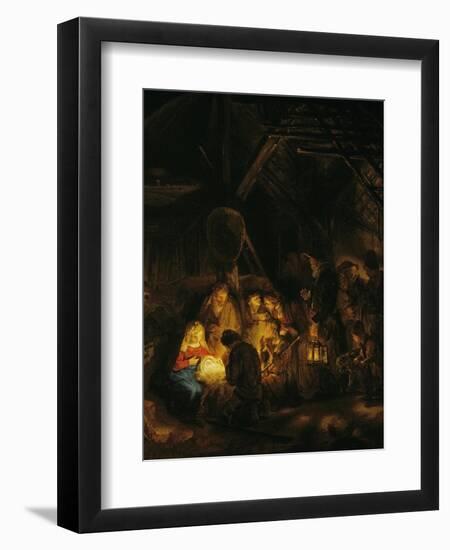 Adoration of the Shepherds, 1646-Rembrandt van Rijn-Framed Giclee Print