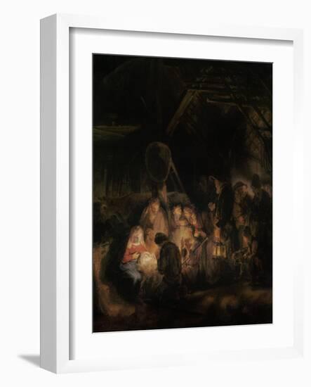 Adoration of the Shepherds, 1646-Rembrandt van Rijn-Framed Giclee Print