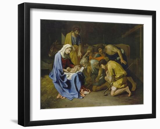 Adoration of the Shepherds, 1650-57-Nicolas Poussin-Framed Giclee Print