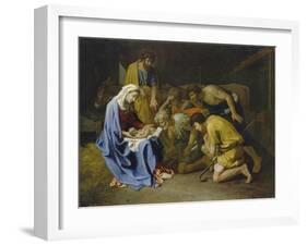 Adoration of the Shepherds, 1650-57-Nicolas Poussin-Framed Giclee Print