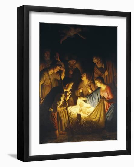 Adoration of the Shepherds (Adoration of the Shepherds)-Gerrit van Honthorst-Framed Art Print