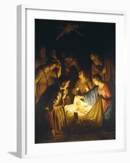 Adoration of the Shepherds (Adoration of the Shepherds)-Gerrit van Honthorst-Framed Art Print