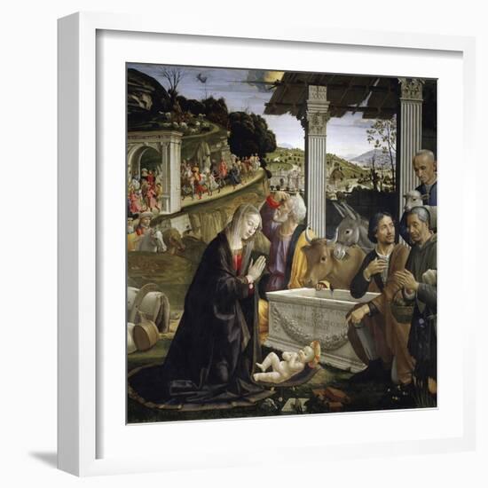 Adoration of the Shepherds - by Domenico Ghirlandaio-null-Framed Photographic Print