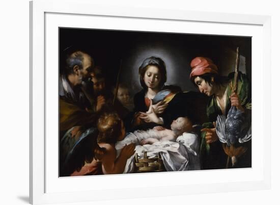 Adoration of the Shepherds, C.1615 (Oil on Canvas)-Bernardo Strozzi-Framed Giclee Print