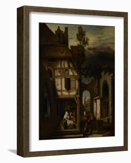 Adoration of the Shepherds, c.1660-Nicolaes Maes-Framed Giclee Print