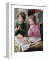 Adoration of the Shepherds, Detail of the Angels and Child, circa 1638-Antoine & Louis Le Nain-Framed Giclee Print