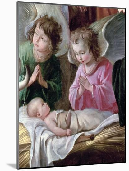 Adoration of the Shepherds, Detail of the Angels and Child, circa 1638-Antoine & Louis Le Nain-Mounted Giclee Print