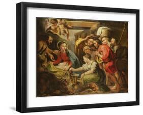 Adoration of the Shepherds (Oil on Canvas)-Peter Paul (after) Rubens-Framed Giclee Print