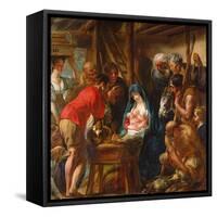 Adoration of the Shepherds (Oil on Canvas)-Jacob Jordaens-Framed Stretched Canvas