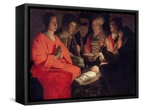 Adoration of the Shepherds-Georges de La Tour-Framed Stretched Canvas