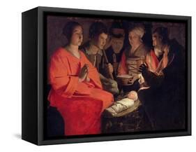 Adoration of the Shepherds-Georges de La Tour-Framed Stretched Canvas