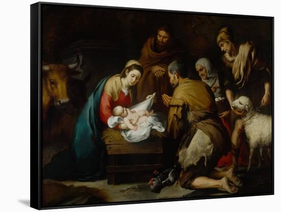 Adoration of the Shepherds-Bartolome Esteban Murillo-Framed Stretched Canvas