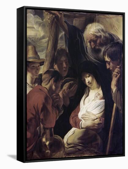 Adoration of the Shepherds-Jacob Jordaens-Framed Stretched Canvas