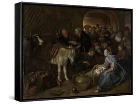 Adoration of the Shepherds-Jan Havicksz Steen-Framed Stretched Canvas