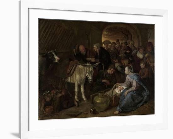 Adoration of the Shepherds-Jan Havicksz Steen-Framed Art Print