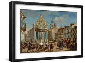 Adornment on the Puerta del Sol: motif representing Charles III entering Madrid-LORENZO QUIROS-Framed Premium Giclee Print