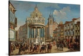Adornment on the Puerta del Sol: motif representing Charles III entering Madrid-LORENZO QUIROS-Stretched Canvas