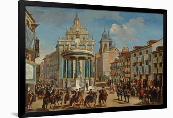Adornment on the Puerta del Sol: motif representing Charles III entering Madrid-LORENZO QUIROS-Framed Premium Giclee Print