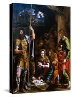 Adotation of the Shepherds with the Saints Longinus and John the Evangelist-Giulio Romano-Stretched Canvas