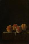 Three Peaches on a Stone Plinth-Adriaen Coorte-Framed Art Print