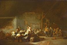 A Tavern Interior with Peasants Smoking and Drinking-Adriaen Jansz. Van Ostade-Giclee Print