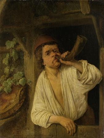 A Baker Blowing His Horn