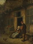 A Woman Gutting Herring in Front of Her House-Adriaen Van Ostade-Art Print