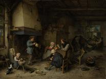 A Woman Gutting Herring in Front of Her House-Adriaen Van Ostade-Art Print