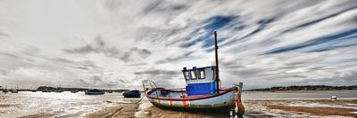 Panoramic View of Fishing Boat Stranded at Low Tide in Poole,Dorset-Adrian Brockwell-Mounted Photographic Print