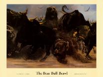 Bear Bull Brawl-Adrian De Rooy-Mounted Art Print