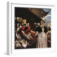 Adriana Van Heusden and Daughter at New Fishmarket in Amsterdam, Circa 1662-Emanuel de Witte-Framed Giclee Print