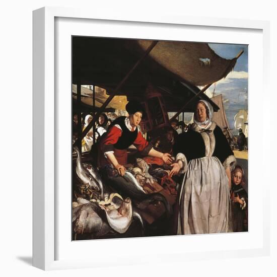 Adriana Van Heusden and Daughter at New Fishmarket in Amsterdam, Circa 1662-Emanuel de Witte-Framed Giclee Print