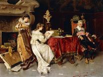 The Art Lesson (Oil on Canvas)-Adriano Cecchi-Giclee Print