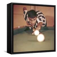 Adriano Celentano Playing Billiards-null-Framed Stretched Canvas