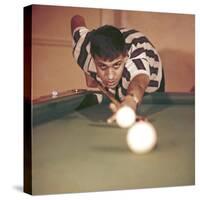 Adriano Celentano Playing Billiards-null-Stretched Canvas