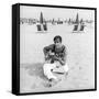 Adriano Celentano with the Guitar at the Beach-Marisa Rastellini-Framed Stretched Canvas