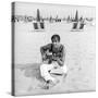 Adriano Celentano with the Guitar at the Beach-Marisa Rastellini-Stretched Canvas