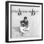 Adriano Celentano with the Guitar at the Beach-Marisa Rastellini-Framed Premium Photographic Print