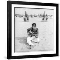 Adriano Celentano with the Guitar at the Beach-Marisa Rastellini-Framed Photographic Print