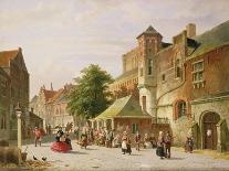 A Street Scene with Numerous Figures-Adrianus Eversen-Stretched Canvas