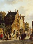 A Street Scene with Numerous Figures-Adrianus Eversen-Stretched Canvas