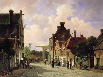 A Street Scene with Numerous Figures-Adrianus Eversen-Stretched Canvas