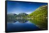 Adriatic reflection and the Great Wall above the city center, Ston, Dalmatian Coast, Croatia-Russ Bishop-Framed Stretched Canvas