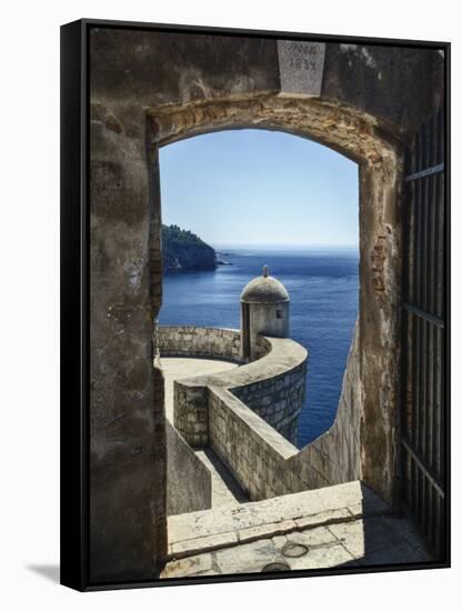 Adriatic Sea Framed By Gate, Dubrovnik, Croatia-Adam Jones-Framed Stretched Canvas