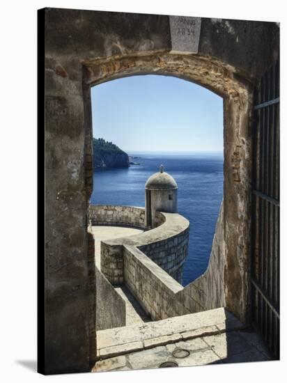 Adriatic Sea Framed By Gate, Dubrovnik, Croatia-Adam Jones-Stretched Canvas