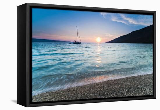 Adriatic Sea Off Zlatni Rat Beach at Sunset, Bol, Brac Island, Dalmatian Coast, Croatia, Europe-Matthew Williams-Ellis-Framed Stretched Canvas