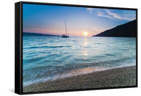 Adriatic Sea Off Zlatni Rat Beach at Sunset, Bol, Brac Island, Dalmatian Coast, Croatia, Europe-Matthew Williams-Ellis-Framed Stretched Canvas