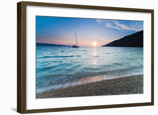 Adriatic Sea Off Zlatni Rat Beach at Sunset, Bol, Brac Island, Dalmatian Coast, Croatia, Europe-Matthew Williams-Ellis-Framed Photographic Print