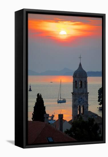 Adriatic Sunset, Cavtat, Dubrovnik Riviera, Dalmatian Coast, Dalmatia, Croatia, Europe-Frank Fell-Framed Stretched Canvas